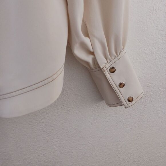 Veronica Bears Osler Pleated-Shoulder V-Neck Top size 0 - Picture 2 of 7